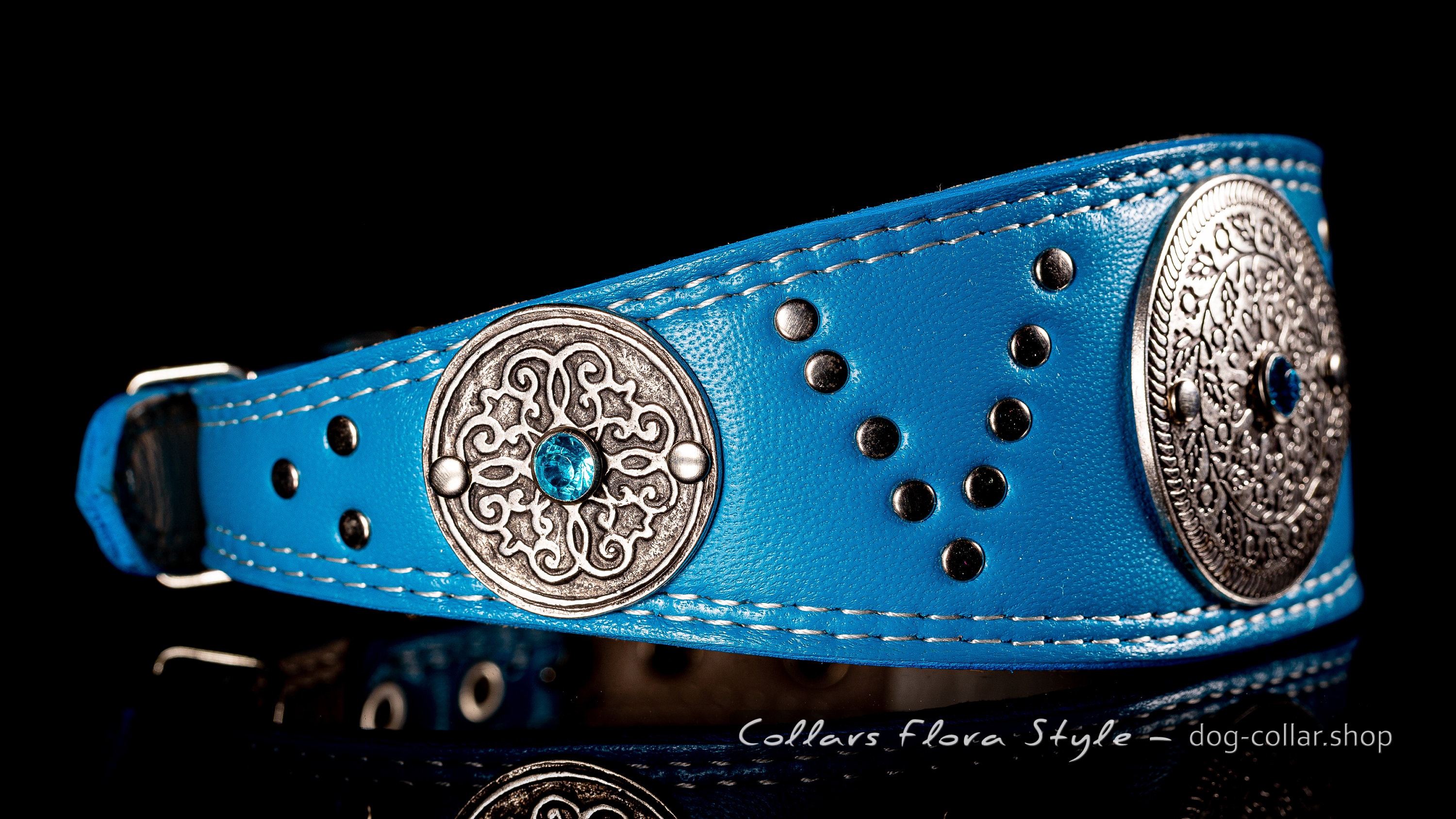 Turquoise Leather Dog Collar Luxury Dog Collar for Etsy