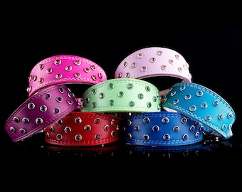 Jeweled Leather Dog Collar: Italian Greyhound, Whippet Puppy Collar