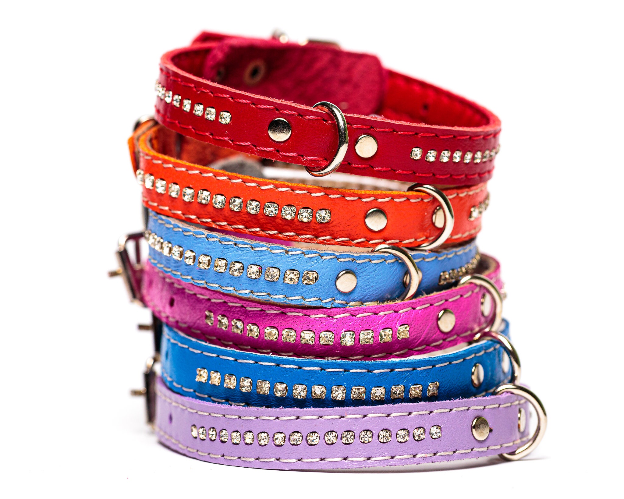 Small dog collar Puppy collar Leather dog collar girl Etsy