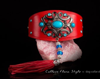 Dog Collar, Handmade Collar, Exclusive collar, Luxury Collar, Leather Collar for Sighthound, Greyhound, Afghan Hound, Saluki, Galgo, Azawakh