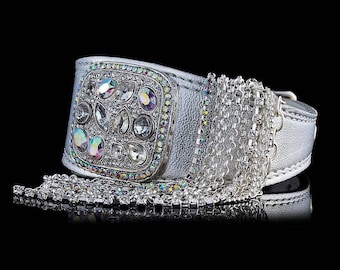 Crystal dog collar | Leather collar for Italy greyhound (levriero italiano) Chinese Crested Dog, Xoloitzcuintli, Sighthound, Whippet