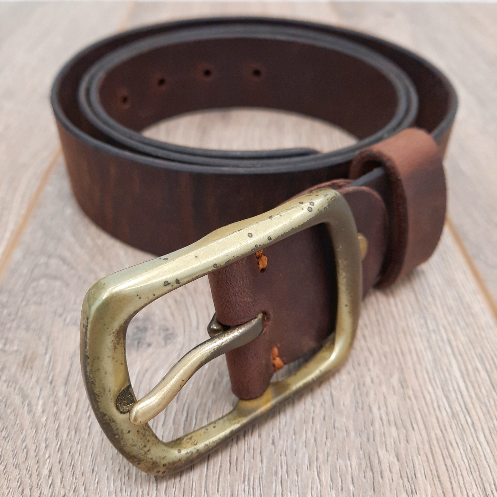 Leather belt with solid brass buckle Mens leather belt Mens Etsy
