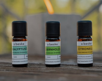 Öl für Betonfeuer - Set der drei Klassiker - Cedernholz, Eukalyptus & Citronella - 3x 100% naturreine ätherische Öle