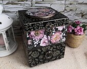 Mini chest of drawers Wooden jewelry box Storage box Jewelry box Gift Makeup drawers Desktop organizer Makeup storage chest Vintage box