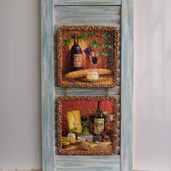 Picture Wine Decoupage Decor For Kitchen 2 Painting On The Etsy