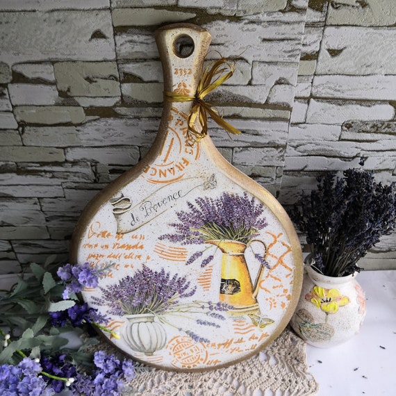 Board for the kitchen Lavender Decor Wooden board Decor For the kitchen Board for the house for cutting for serving Cutting board Provence
