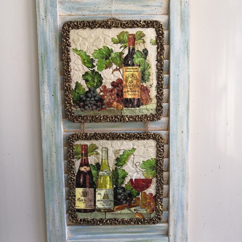 Picture Wine Decoupage Decor For Kitchen 2 Painting On The Etsy