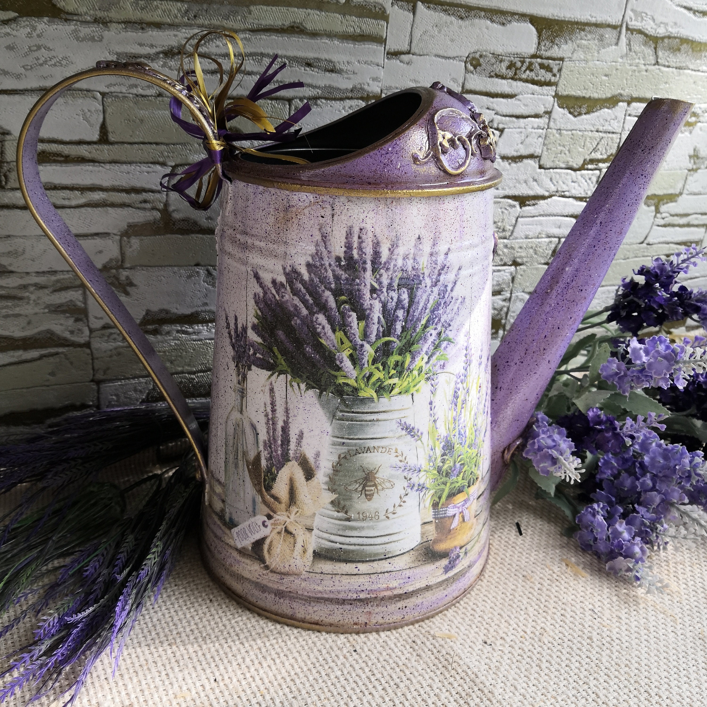 Metal galvanized watering can Lavender Provence Metal Garden Etsy