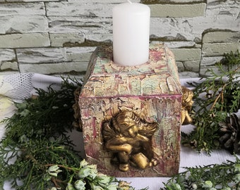 Kandelaar Engelen Kandelaar Box voor opslag Kaars Decor kandelaar Kaarsendoos Home Decor Verjaardagscadeau Handgemaakt Cadeau Kerstcadeau