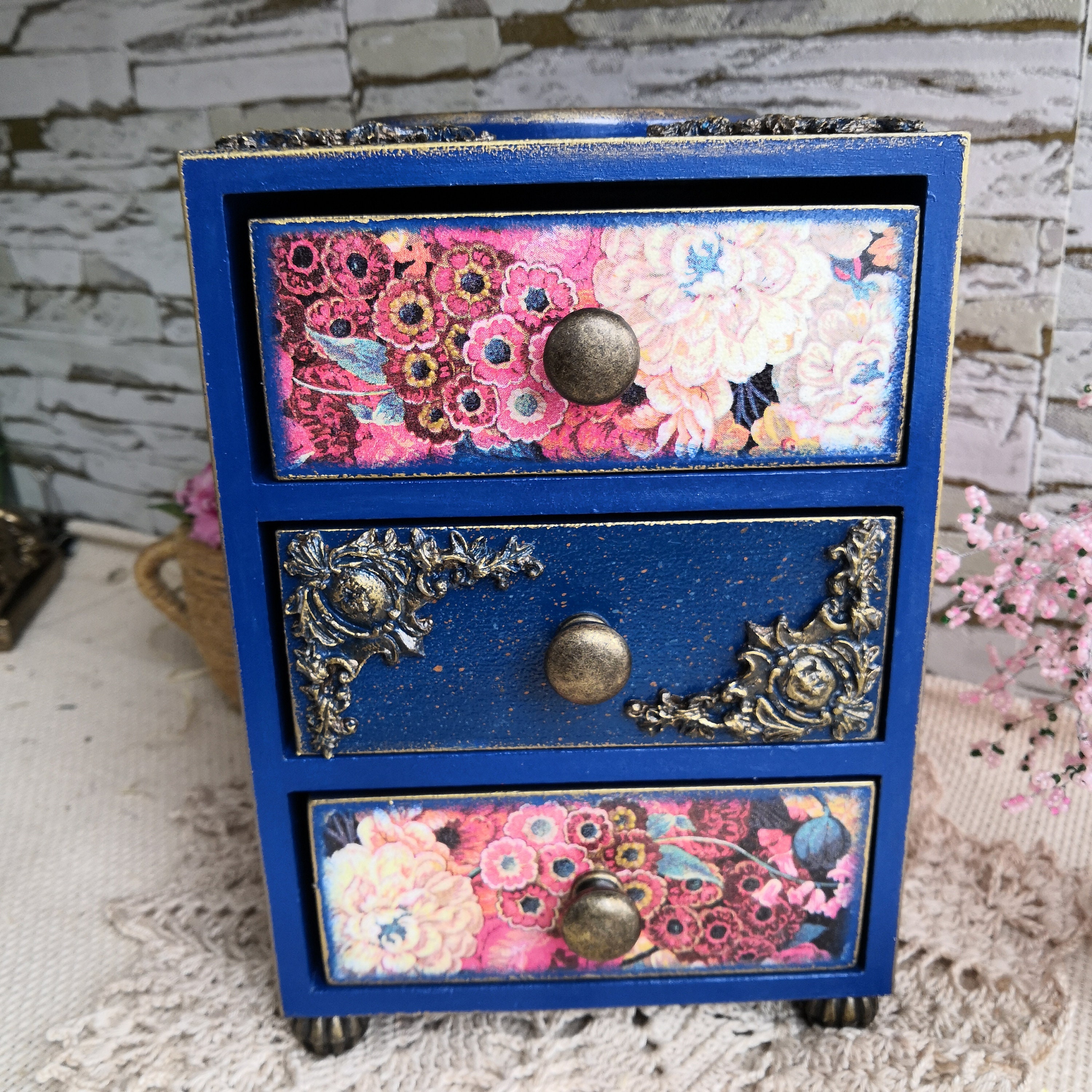 Mini cofre de cajones caja de joyería de madera caja de | Etsy