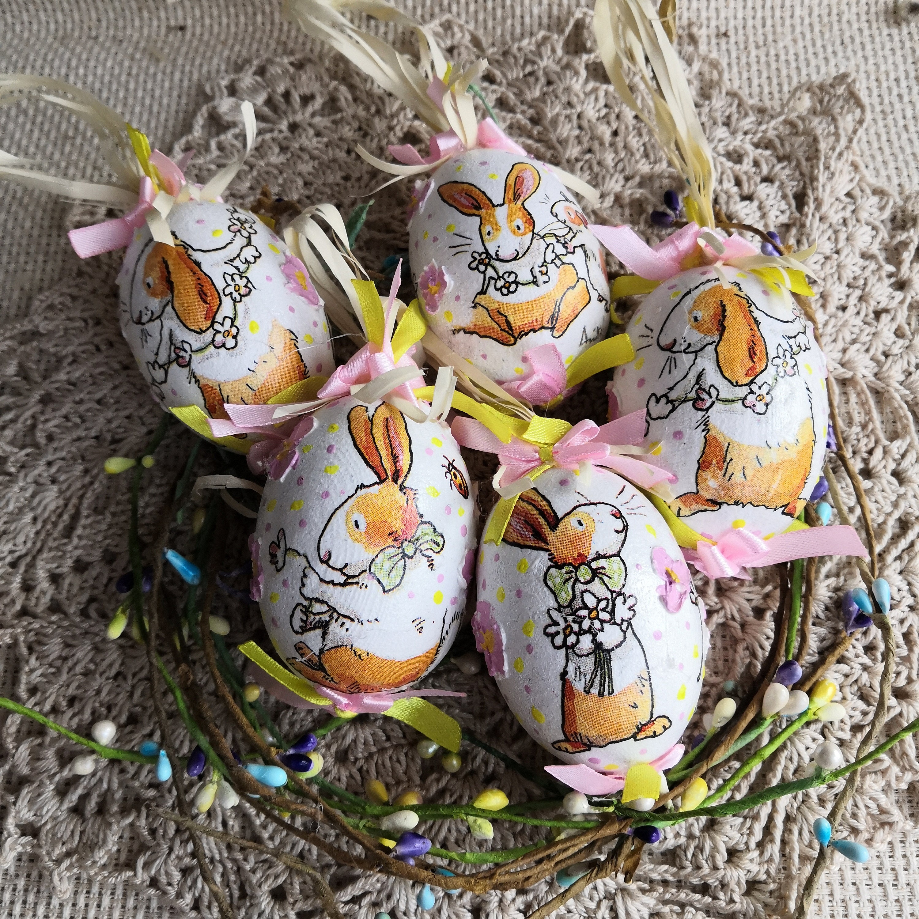 Egg Set 5 Easter Eggs Set 3 Vintage Egg Easter Decor Easter Etsy