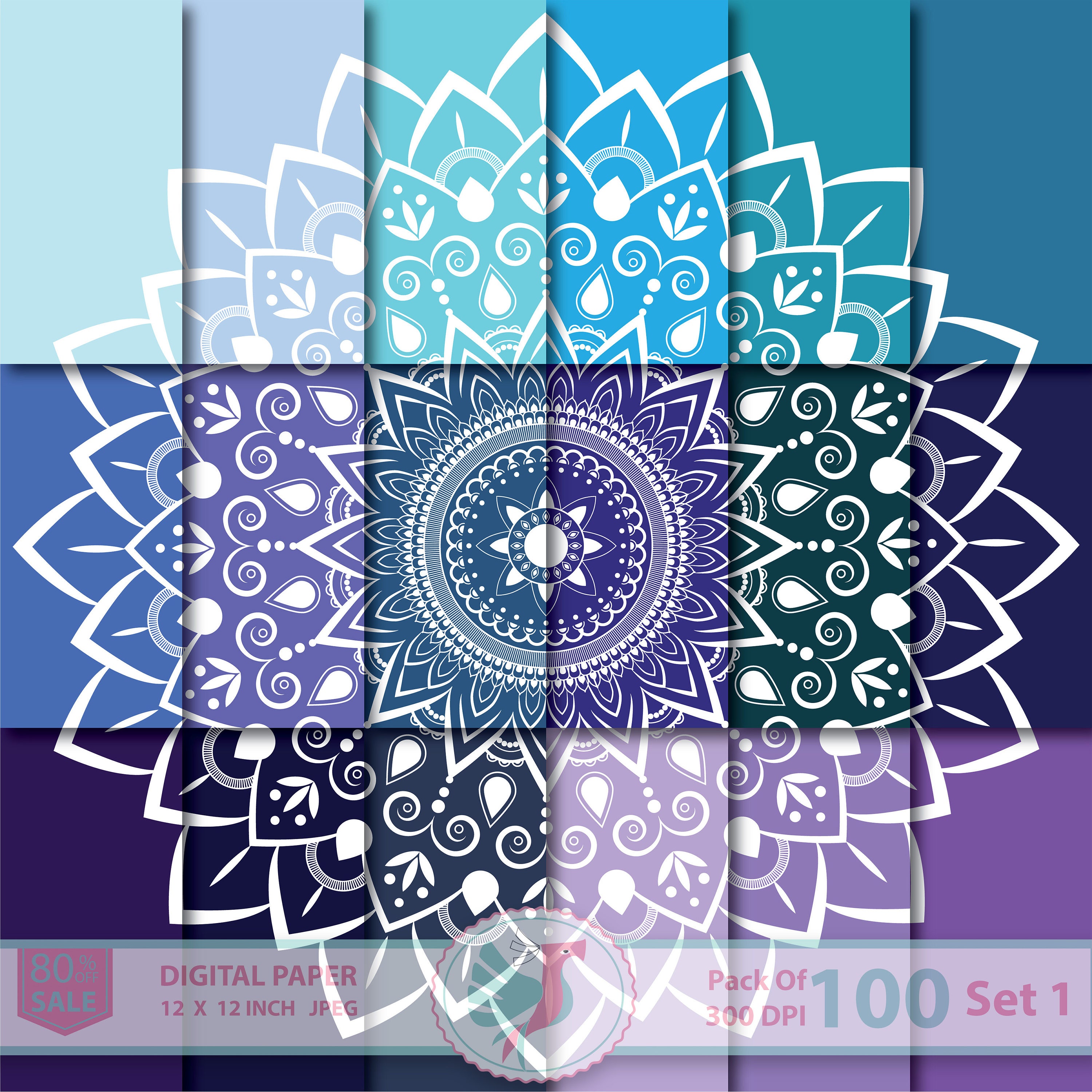 Download 100 Mandala Art Wedding Digital Paper Rainbow Indian Digital Etsy