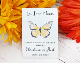 Let Love Bloom, Monarch Butterfly, Garden Seed Packets, Handmade, Wildflower, Bridal Shower, Wedding Shower Favors, Envelopes, Favours