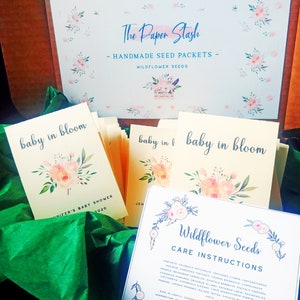 Baby in Bloom, Wildflower Butterfly Mix, Handmade and Personalized Wildflower Mix Seed Packet Envelope Favours image 2