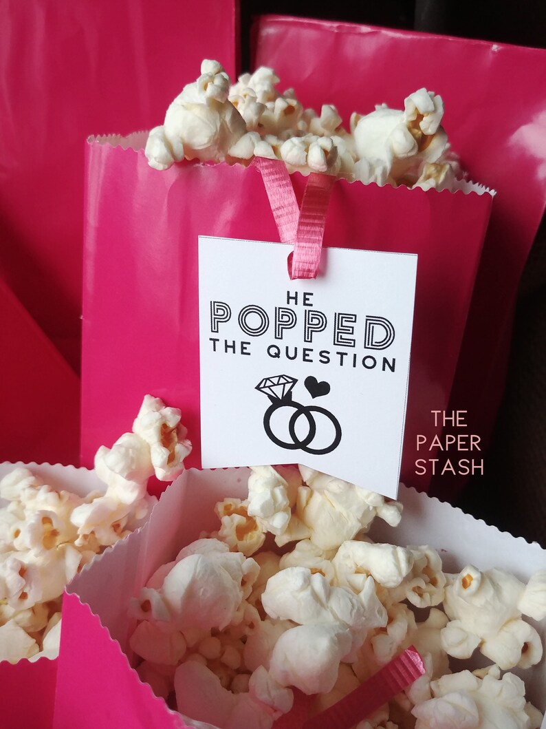 PRINTABLE Tags Gift Tags He Popped The Question Popcorn | Etsy
