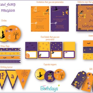 Printable witch and ghosts birthday party kit