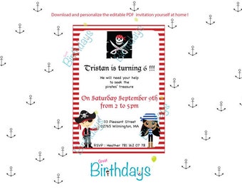 Pirate printable invitation that you can personalize