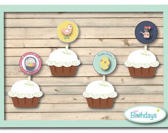 Adornos para cupcakes imprimibles de Pascua