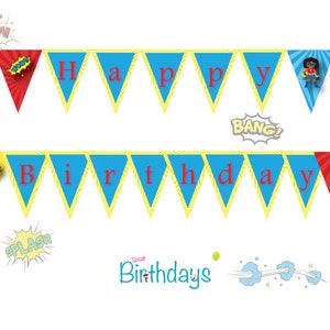 Superhero printable Birthday Banner