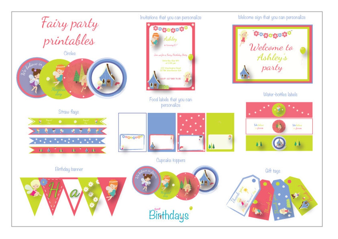 Printable Fairy Party Kit - Fairy Birthday Party Printables - Etsy