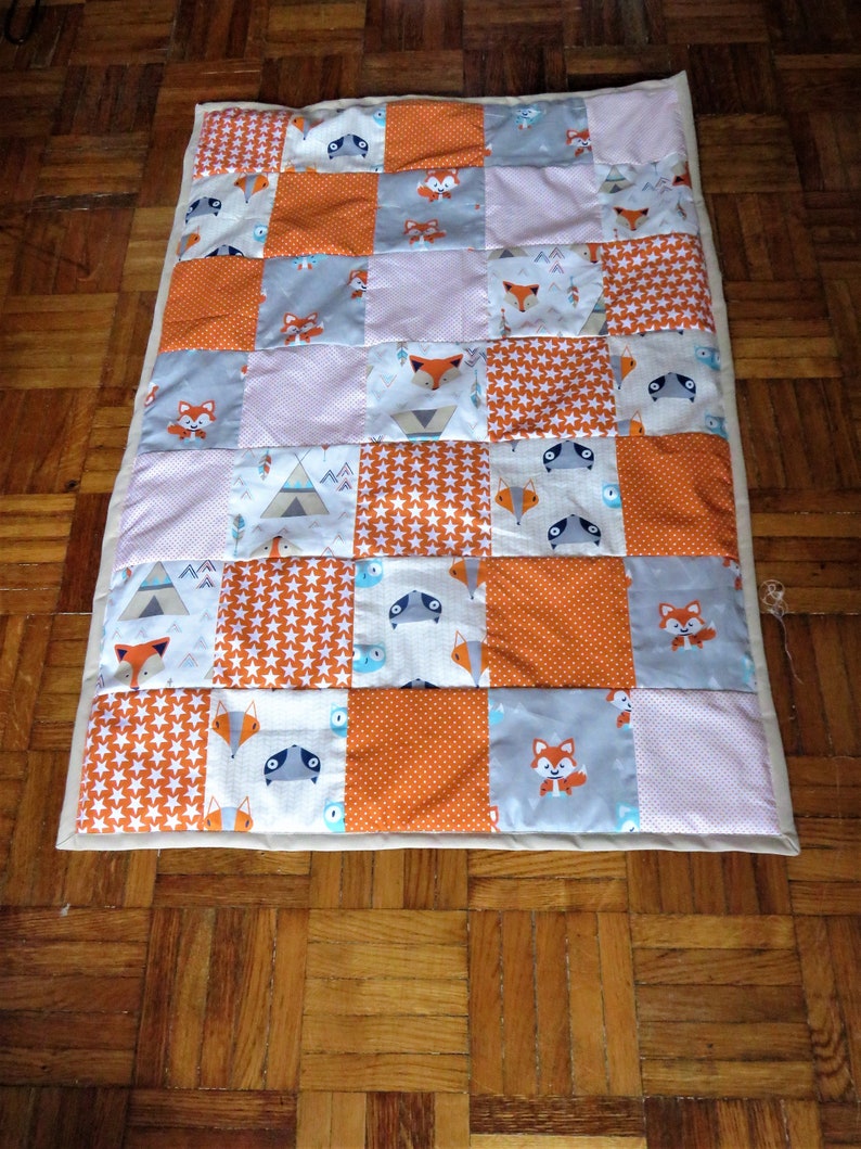 Plaid Patchwork Orange Pour B U00e9b U00e9 Renards Courtepointe Couverture Tipis Quilts Blankets Throws