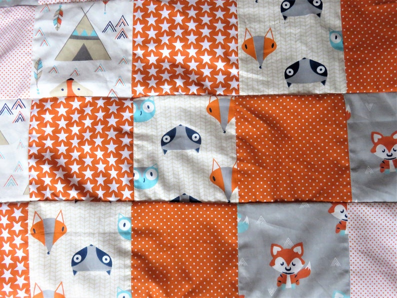 Plaid Patchwork Orange Pour B U00e9b U00e9 Renards Courtepointe Couverture Tipis Quilts Blankets Throws