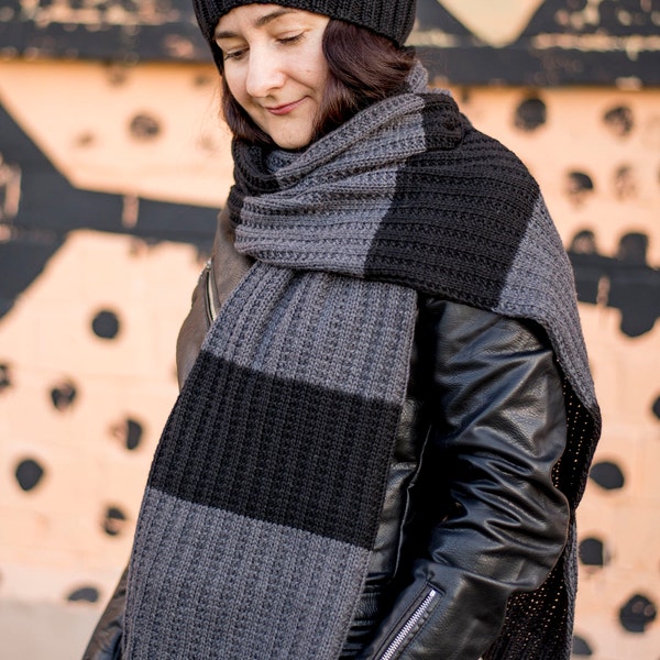 Black Striped Scarf Etsy