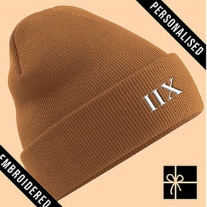 Gorro caramelo personalizado, gorro inicial totalmente BORDADO, presente com TEXTO PERSONALIZADO, presente personalizado, chapéu de inverno personalizado
