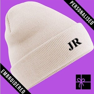 Gorro de areia personalizado, gorro inicial totalmente BORDADO, presente com TEXTO PERSONALIZADO, presente personalizado, chapéu de inverno personalizado