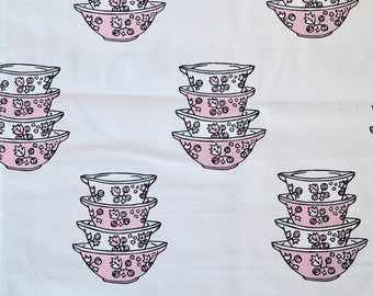 Vintage Pink Pyrex Gooseberry Cinderella 100% cotton tea towel - Repeat Stacks