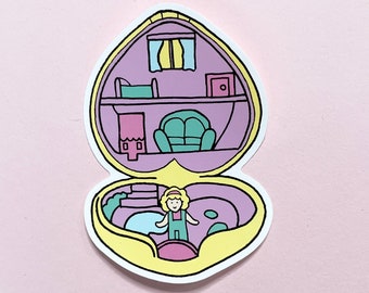 Vintage Retro 1980s Polly Pocket Toy Vinyl Laptop Tech Sticker Decal