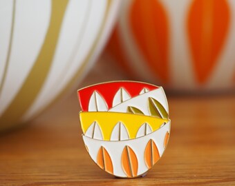 Vintage Pin Club - Cathrine Holm Scandi Orange, Green, Yellow Bowls Enamel Pin Badge