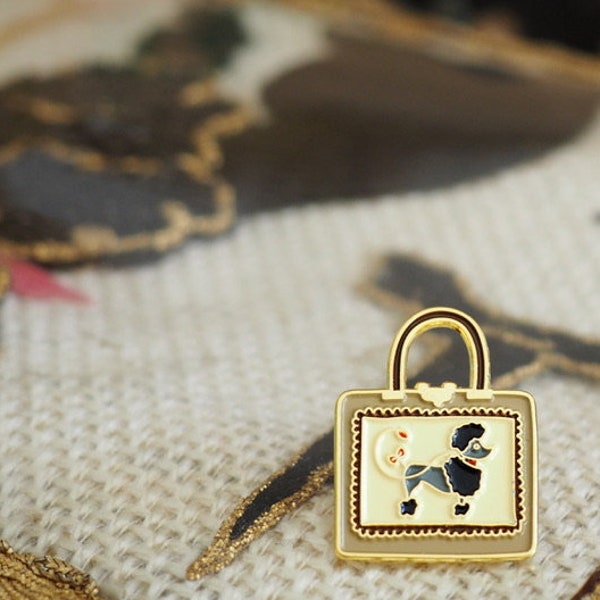 Vintage Pin Club - Vintage 50s Princess Charming poodle purse bag Enamel Pin Badge