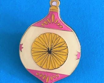 Vintage Pin Club - Christmas Bauble Pink Enamel Pin Badge