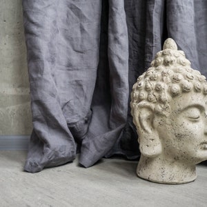 Tende in lino per camera da letto, pannello per tendaggi grigio, trattamento personalizzato per finestre, arredamento per la cucina