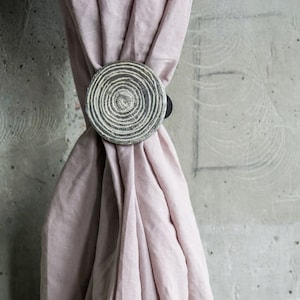 Dusty rose linen curtains, pastel pink bohemian drapes, natural fabric window treatments
