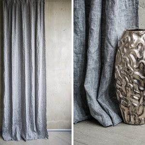 Cortinas largas de color gris sólido para sala de estar Casa de la casa de  la casa cortinas de lino falso cortinas minimalistas cocina tratamientos de