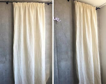 Beige wall home decor, linen curtains, yellow curtains, bedroom gift, living room panel, eco friendly wall decor, linen drape