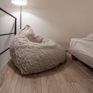 Hemp Bean Bag Chair: Scandinavian Boho Floor Pillow, Lounge Pouf