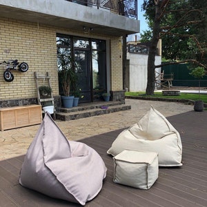 Modern bean bag chair, floor pillow cover, outdoor minimalist cushion, lounge pouf image 6