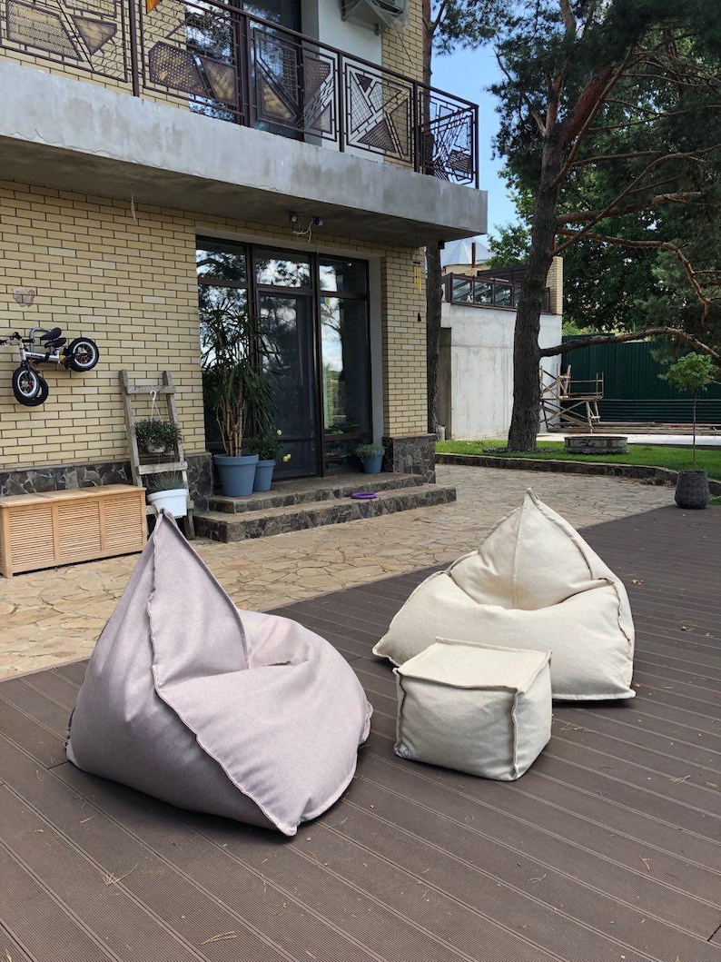 Modern bean bag chair, floor pillow cover, outdoor minimalist cushion, lounge pouf image 6
