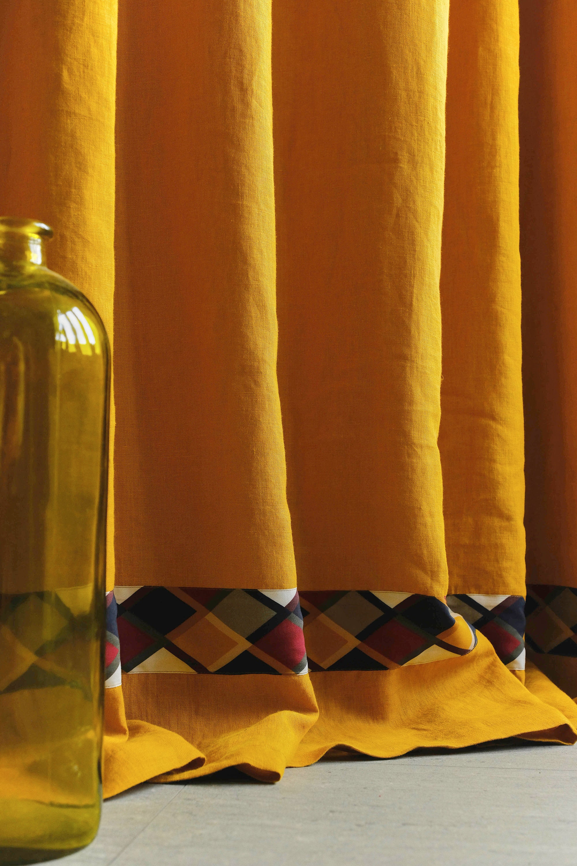 Bedroom drape panel Mustard yellow linen curtains farmhouse Etsy