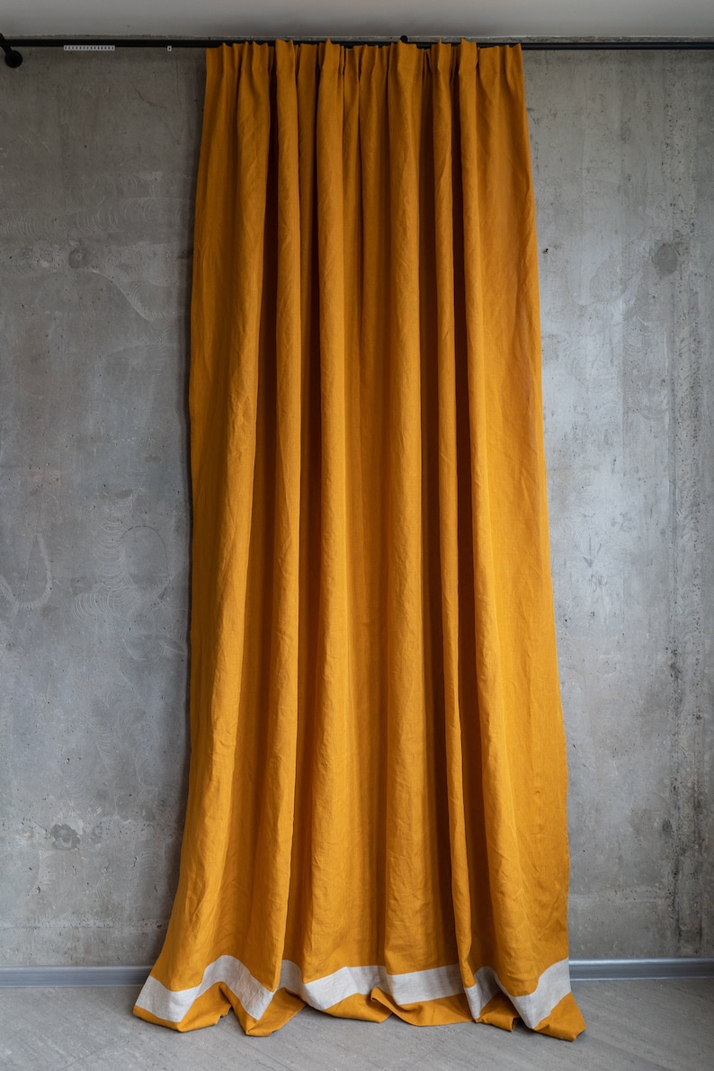 Mustard Yellow Linen Curtains Farmhouse Organic Decor Rustic Etsy