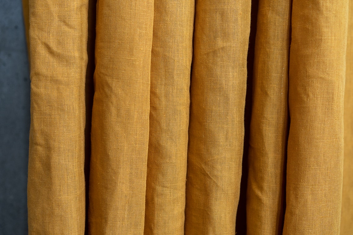 Mustard yellow linen curtains farmhouse organic decor rustic Etsy