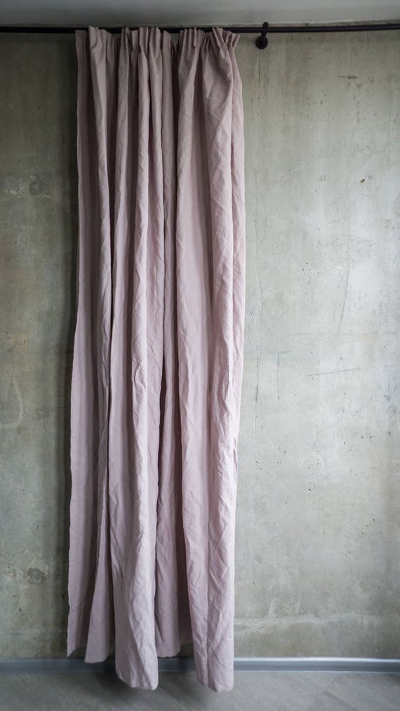 Pink Linen Fabric Curtain Panel Blackout Bedroom Window Etsy