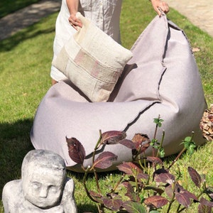 Modern bean bag chair, floor pillow cover, outdoor minimalist cushion, lounge pouf image 2