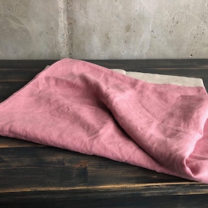 Pink linen tablecloth, pink tablecloth rectangle, custom holiday tablecloth, natural pink tablecloth image 2