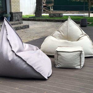 Modern bean bag chair, floor pillow cover, outdoor minimalist cushion, lounge pouf image 9