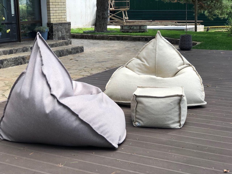 Modern bean bag chair, floor pillow cover, outdoor minimalist cushion, lounge pouf image 9