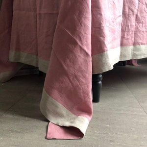 Pink linen tablecloth, pink tablecloth rectangle, custom holiday tablecloth, natural pink tablecloth image 8